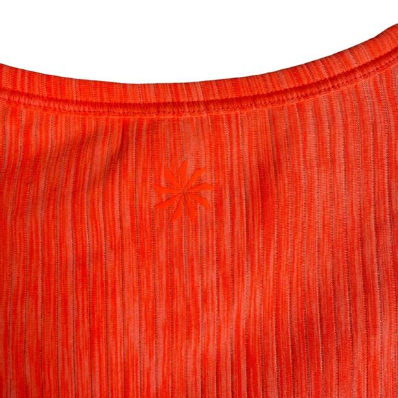 Athleta Shadow Stripe Short Sleeve Shirt Neon Orange Active Size XXS - Picture 6 of 7